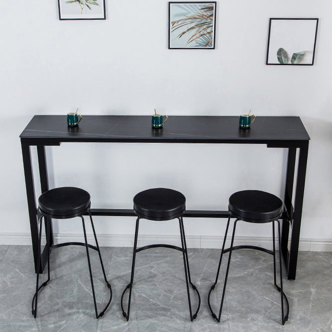 Matte Finish Stone Top Bistro Table with Black Metal Frame for Home Clearhalo 'Bar Furniture' 'Bar Tables' 'bar_tables' 'furn' 'furn_bar_tables' 'Furniture' 'Kitchen & Dining Furniture' 7749170