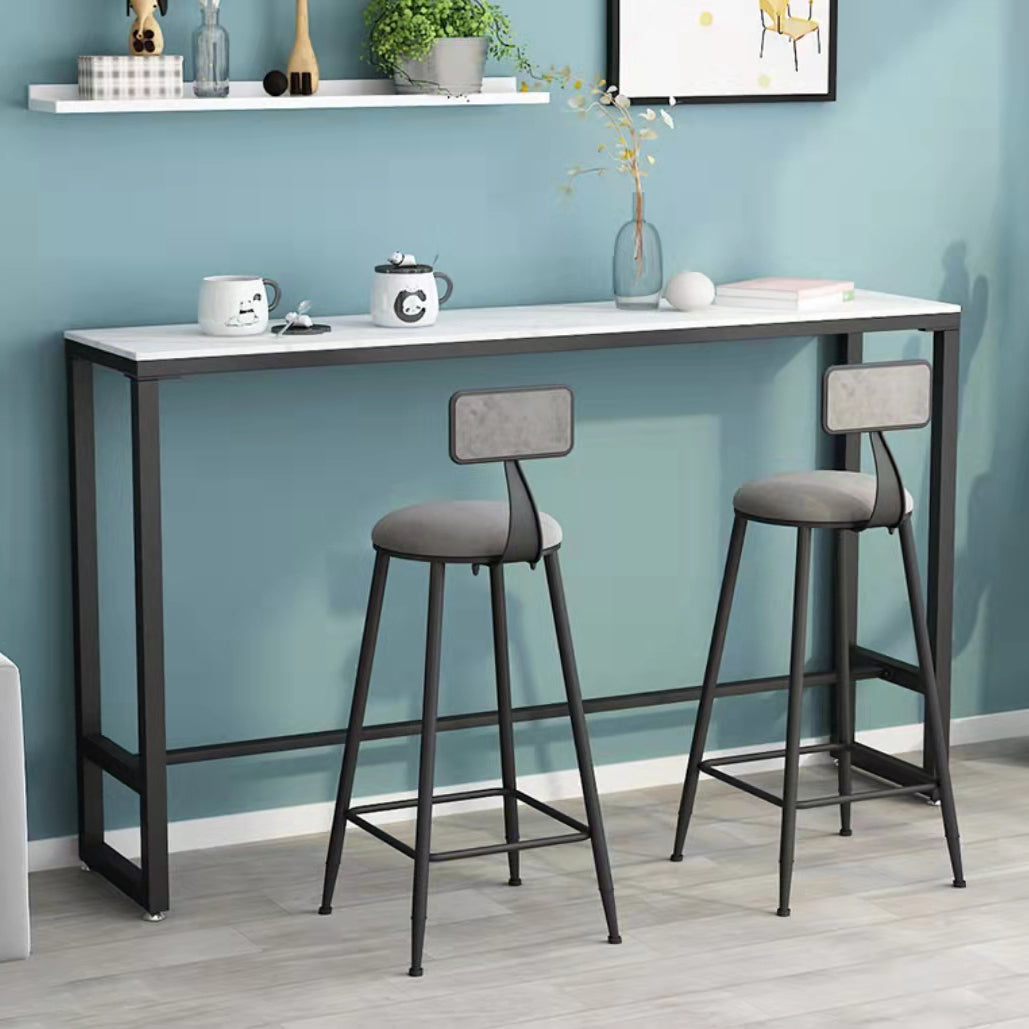 Matte Finish Stone Top Bistro Table with Black Metal Frame for Home Clearhalo 'Bar Furniture' 'Bar Tables' 'bar_tables' 'furn' 'furn_bar_tables' 'Furniture' 'Kitchen & Dining Furniture' 7749171