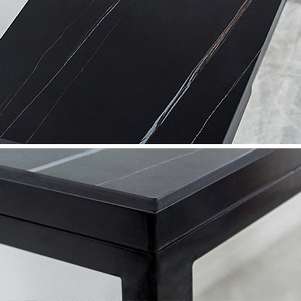 Matte Finish Stone Top Bistro Table with Black Metal Frame for Home Clearhalo 'Bar Furniture' 'Bar Tables' 'bar_tables' 'furn' 'furn_bar_tables' 'Furniture' 'Kitchen & Dining Furniture' 7749173