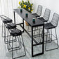 Matte Finish Stone Top Bistro Table with Black Metal Frame for Home Clearhalo 'Bar Furniture' 'Bar Tables' 'bar_tables' 'furn' 'furn_bar_tables' 'Furniture' 'Kitchen & Dining Furniture' 7749176