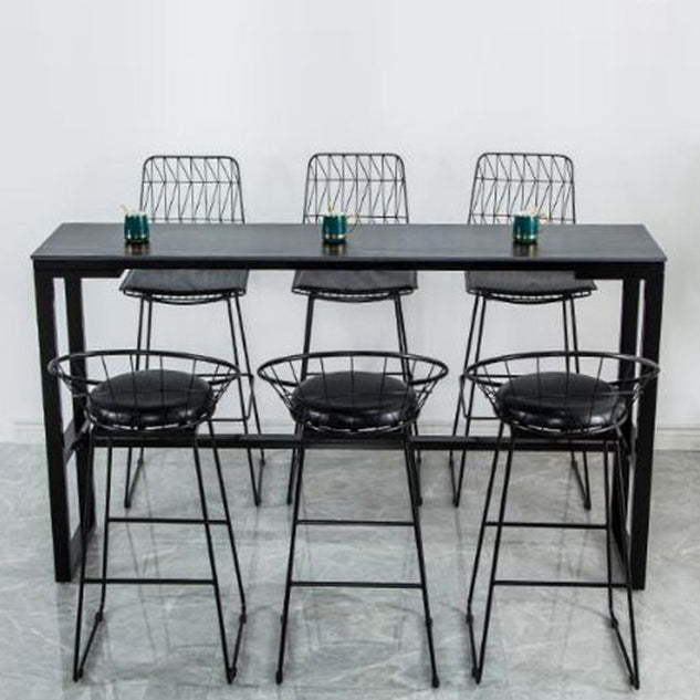 Matte Finish Stone Top Bistro Table with Black Metal Frame for Home Clearhalo 'Bar Furniture' 'Bar Tables' 'bar_tables' 'furn' 'furn_bar_tables' 'Furniture' 'Kitchen & Dining Furniture' 7749177