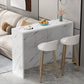 Modern Living Room Rectangle Wooden Top Pedestal Bar Dining Table Gray-White Without Chairs Clearhalo 'Bar Furniture' 'Bar Tables' 'bar_tables' 'furn' 'furn_bar_tables' 'Furniture' 'Kitchen & Dining Furniture' 7749186
