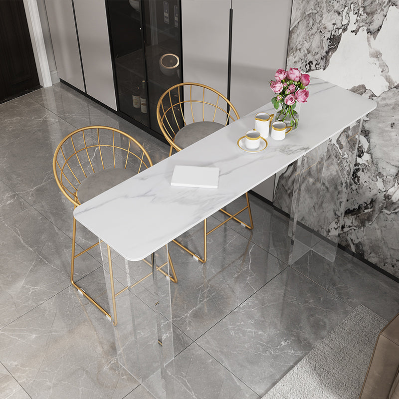 Modern White Stone Top Bistro Table with Acrylic Base for Small Places Clearhalo 'Bar Furniture' 'Bar Tables' 'bar_tables' 'furn' 'furn_bar_tables' 'Furniture' 'Kitchen & Dining Furniture' 7749198