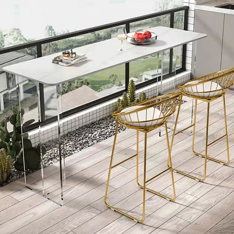 Modern White Stone Top Bistro Table with Acrylic Base for Small Places Clearhalo 'Bar Furniture' 'Bar Tables' 'bar_tables' 'furn' 'furn_bar_tables' 'Furniture' 'Kitchen & Dining Furniture' 7749199