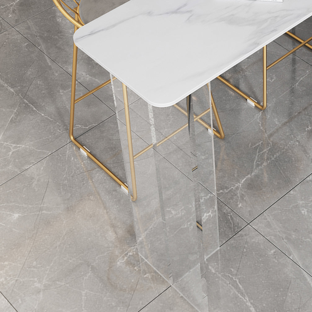 Modern White Stone Top Bistro Table with Acrylic Base for Small Places Clearhalo 'Bar Furniture' 'Bar Tables' 'bar_tables' 'furn' 'furn_bar_tables' 'Furniture' 'Kitchen & Dining Furniture' 7749203