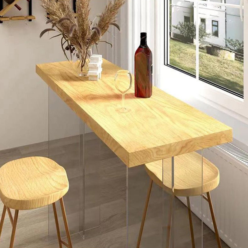 Contemporary Solid Wood Acrylic Base Bar Table for Kitchen Dining Room