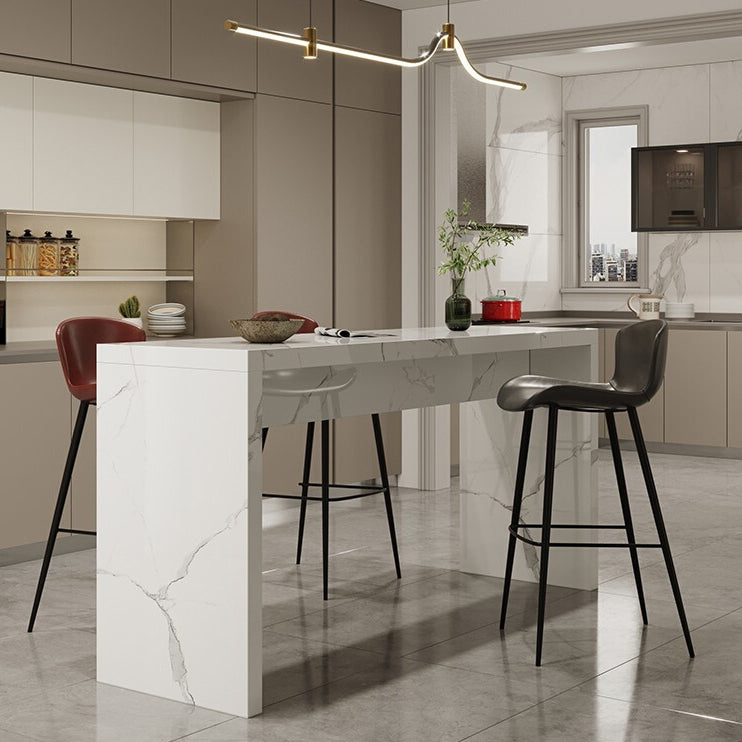 Contemporary Living Room Rectangle Double pedestal Bar Dining Table Clearhalo 'Bar Furniture' 'Bar Tables' 'bar_tables' 'furn' 'furn_bar_tables' 'Furniture' 'Kitchen & Dining Furniture' 7749248