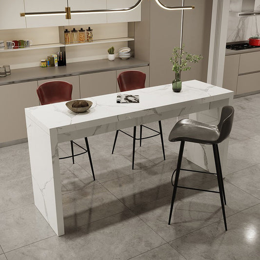 Eigentijdse woonkamer rechthoek dubbele voetstuk bar eettafel