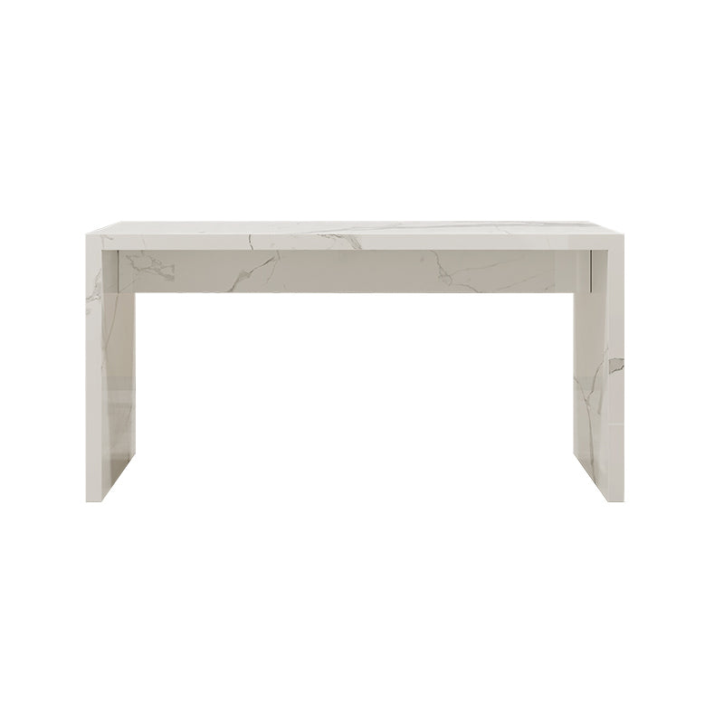 Contemporary Living Room Rectangle Double pedestal Bar Dining Table White Without Chairs Clearhalo 'Bar Furniture' 'Bar Tables' 'bar_tables' 'furn' 'furn_bar_tables' 'Furniture' 'Kitchen & Dining Furniture' 7749254