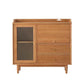 Modern Solid Wood Glass Doors Sideboard Cabinet with Cabinets and Drawers