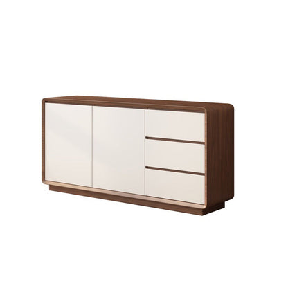 Modern Style Wood Sideboard Cabinet with Cabinets and Drawers White-Brown Clearhalo 'buffet_sideboard' 'Buffets & Sideboards' 'furn' 'furn_buffet_sideboard' 'Furniture' 'Kitchen & Dining Furniture' 7749461