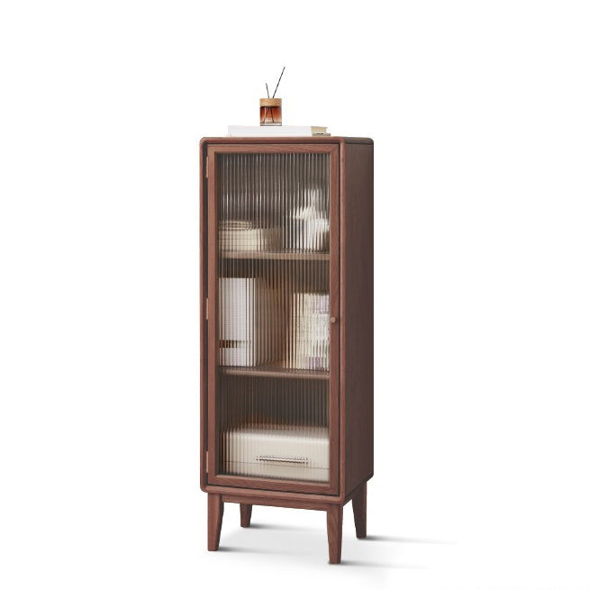 Modern Living Room Curio Cabinet Solid Wood with Glass Doors 18"L x 14"W x 49"H Nut-Brown Clearhalo 'Display & China Cabinets' 'display_china_cabinets' 'furn' 'furn_display_china_cabinets' 'Furniture' 'Kitchen & Dining Furniture' 7749518