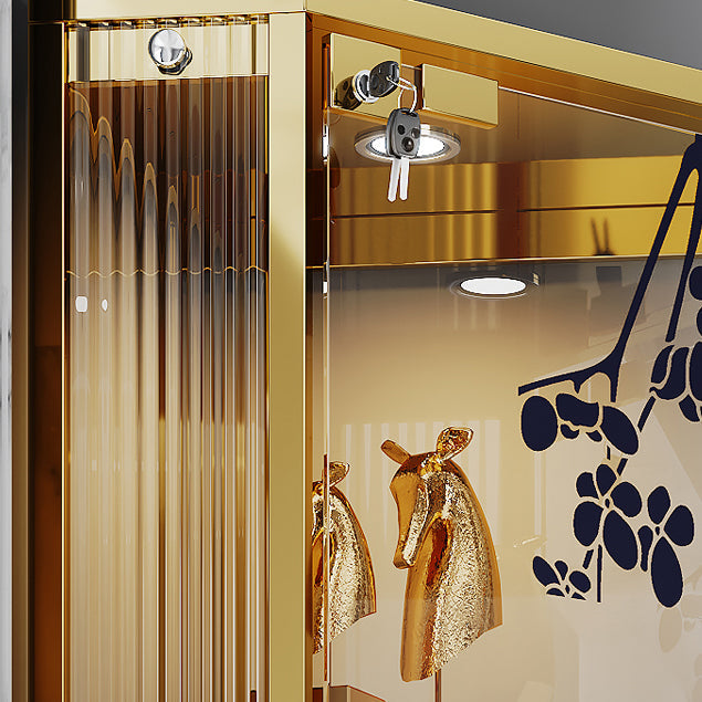 Porta del vino da pavimento in acciaio moderno con deposito in vetro per cucina