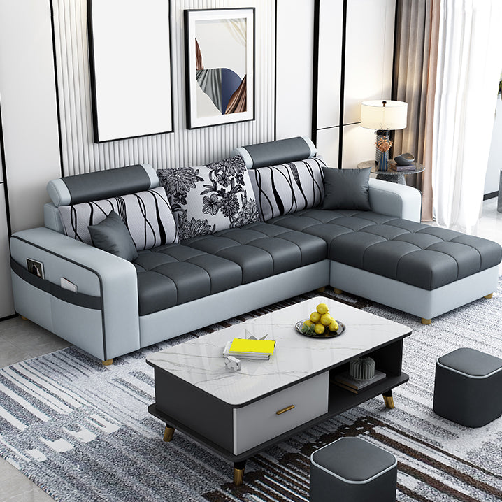 82.67"Long Square Arms Sofa for Living Room Contemporary with Sewn Pillow Back Faux Leather Clearhalo 'furn' 'furn_sofas' 'Furniture' 'Living Room Furniture' 'Sofa' 'sofas' 7750864