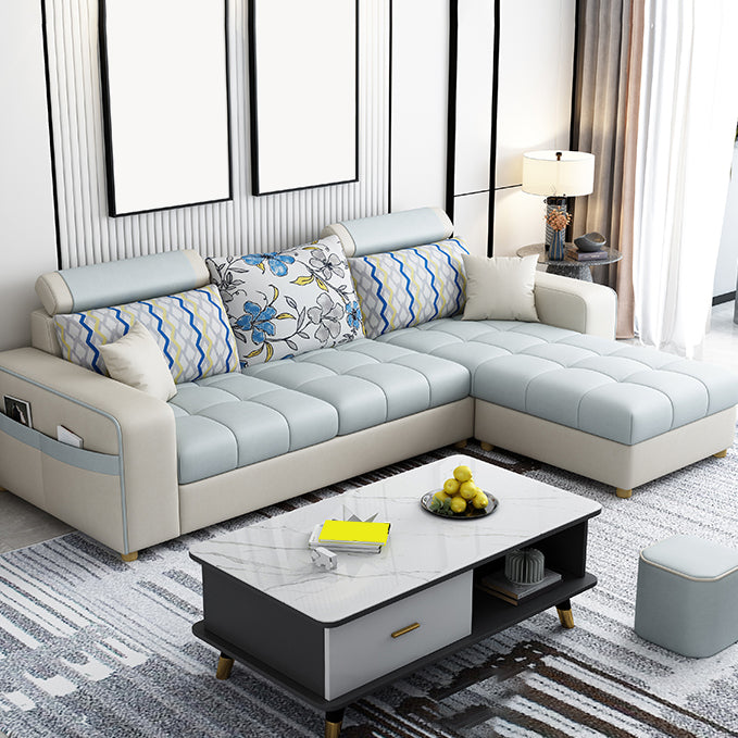 82.67"Long Square Arms Sofa for Living Room Contemporary with Sewn Pillow Back Light Gray Faux Leather Clearhalo 'furn' 'furn_sofas' 'Furniture' 'Living Room Furniture' 'Sofa' 'sofas' 7750865