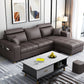 82.67"Long Square Arms Sofa for Living Room Contemporary with Sewn Pillow Back Brown Faux Leather Clearhalo 'furn' 'furn_sofas' 'Furniture' 'Living Room Furniture' 'Sofa' 'sofas' 7750868