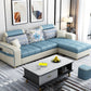 82.67"Long Square Arms Sofa for Living Room Contemporary with Sewn Pillow Back Sky Blue Faux Leather Clearhalo 'furn' 'furn_sofas' 'Furniture' 'Living Room Furniture' 'Sofa' 'sofas' 7750869