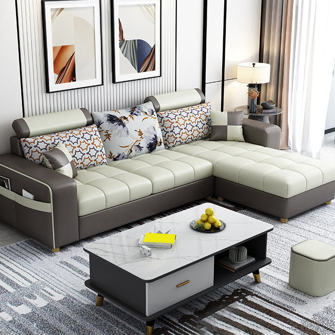 82.67"Long Square Arms Sofa for Living Room Contemporary with Sewn Pillow Back Coffee Faux Leather Clearhalo 'furn' 'furn_sofas' 'Furniture' 'Living Room Furniture' 'Sofa' 'sofas' 7750871