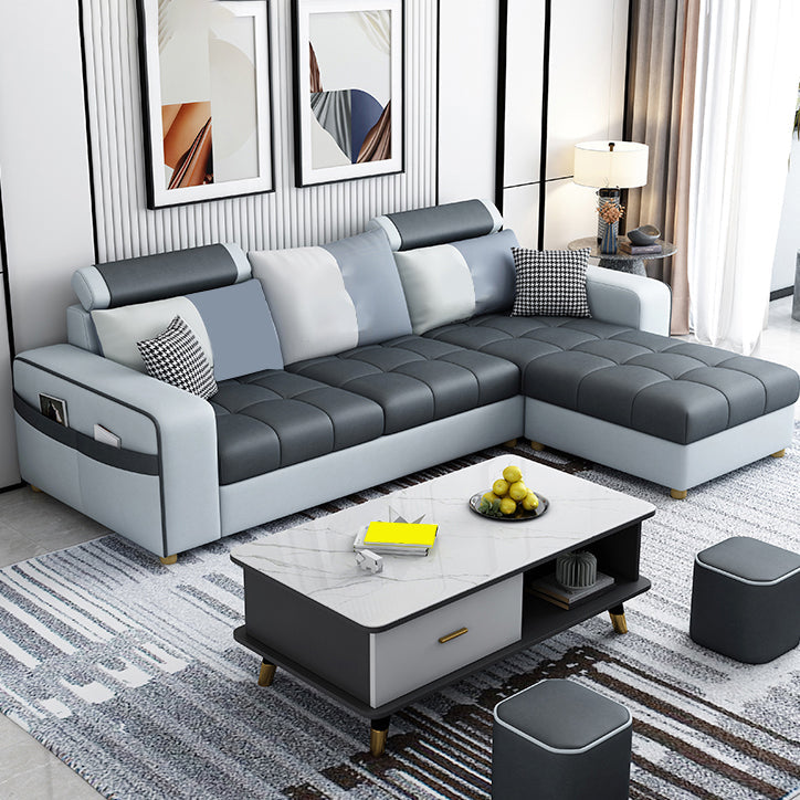 82.67"Long Square Arms Sofa for Living Room Contemporary with Sewn Pillow Back Faux Leather Clearhalo 'furn' 'furn_sofas' 'Furniture' 'Living Room Furniture' 'Sofa' 'sofas' 7750877
