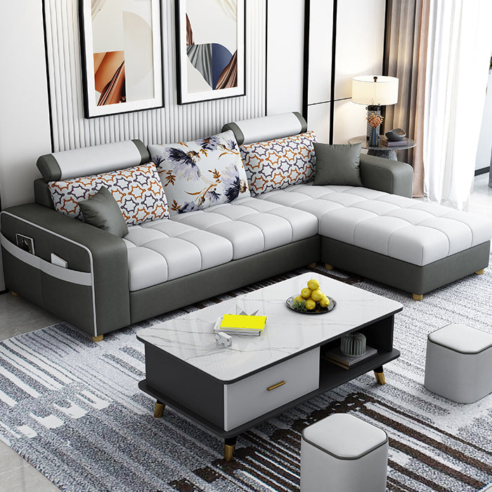 82.67"Long Square Arms Sofa for Living Room Contemporary with Sewn Pillow Back Faux Leather Clearhalo 'furn' 'furn_sofas' 'Furniture' 'Living Room Furniture' 'Sofa' 'sofas' 7750879