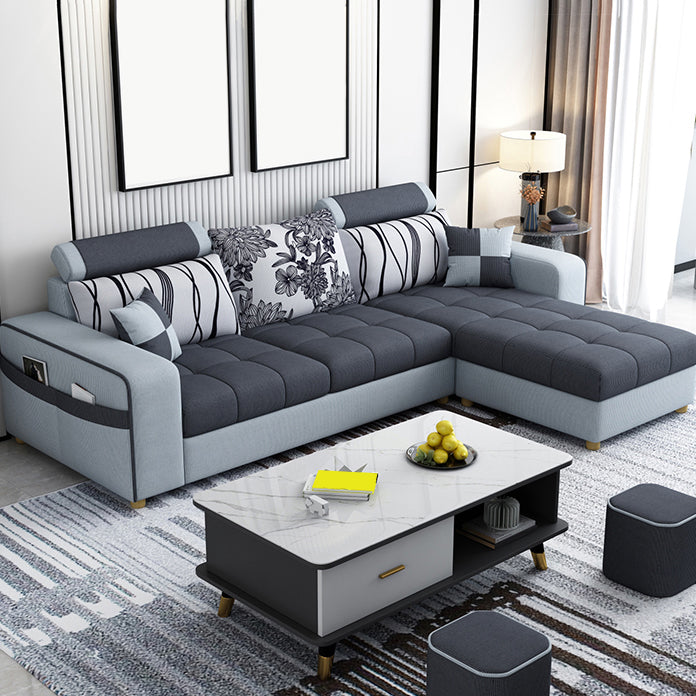 82.67"Long Square Arms Sofa for Living Room Contemporary with Sewn Pillow Back Linen Clearhalo 'furn' 'furn_sofas' 'Furniture' 'Living Room Furniture' 'Sofa' 'sofas' 7750882