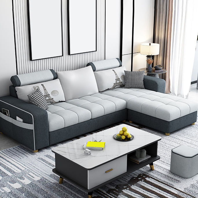 82.67"Long Square Arms Sofa for Living Room Contemporary with Sewn Pillow Back Light Gray Linen Clearhalo 'furn' 'furn_sofas' 'Furniture' 'Living Room Furniture' 'Sofa' 'sofas' 7750883