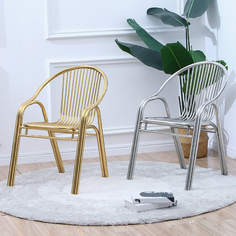 Sedia da pranzo in metallo da sala da pranzo contemporaneo con braccio