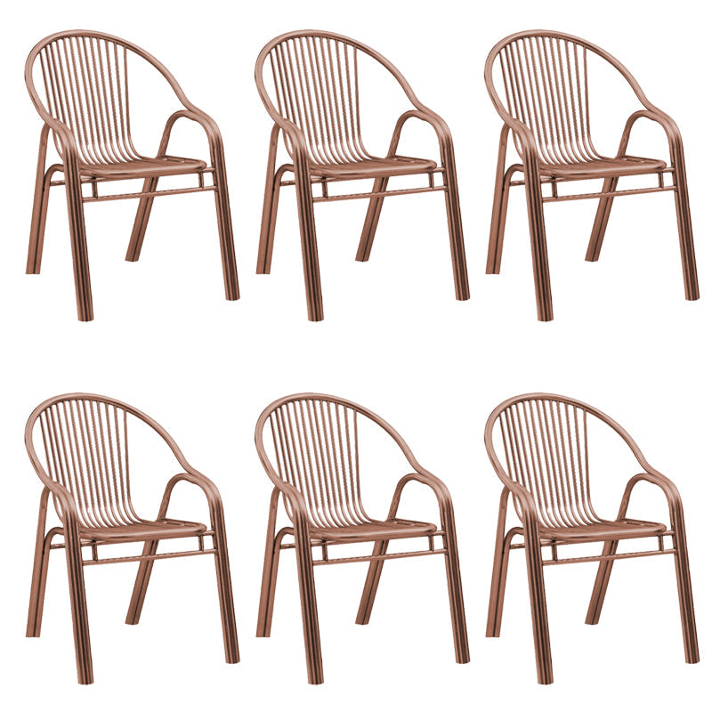 Sedia da pranzo in metallo da sala da pranzo contemporaneo con braccio