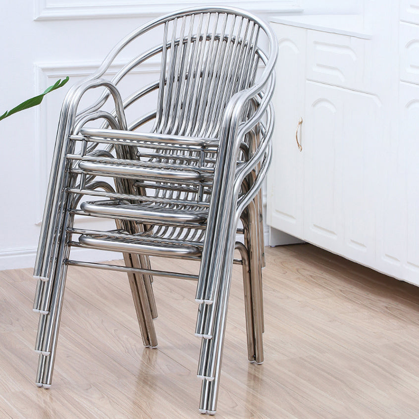 Sedia da pranzo in metallo da sala da pranzo contemporaneo con braccio