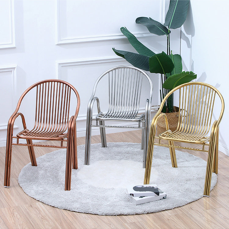 Sedia da pranzo in metallo da sala da pranzo contemporaneo con braccio