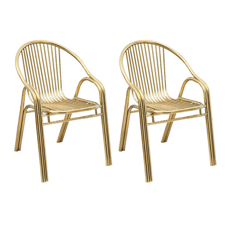 Sedia da pranzo in metallo da sala da pranzo contemporaneo con braccio