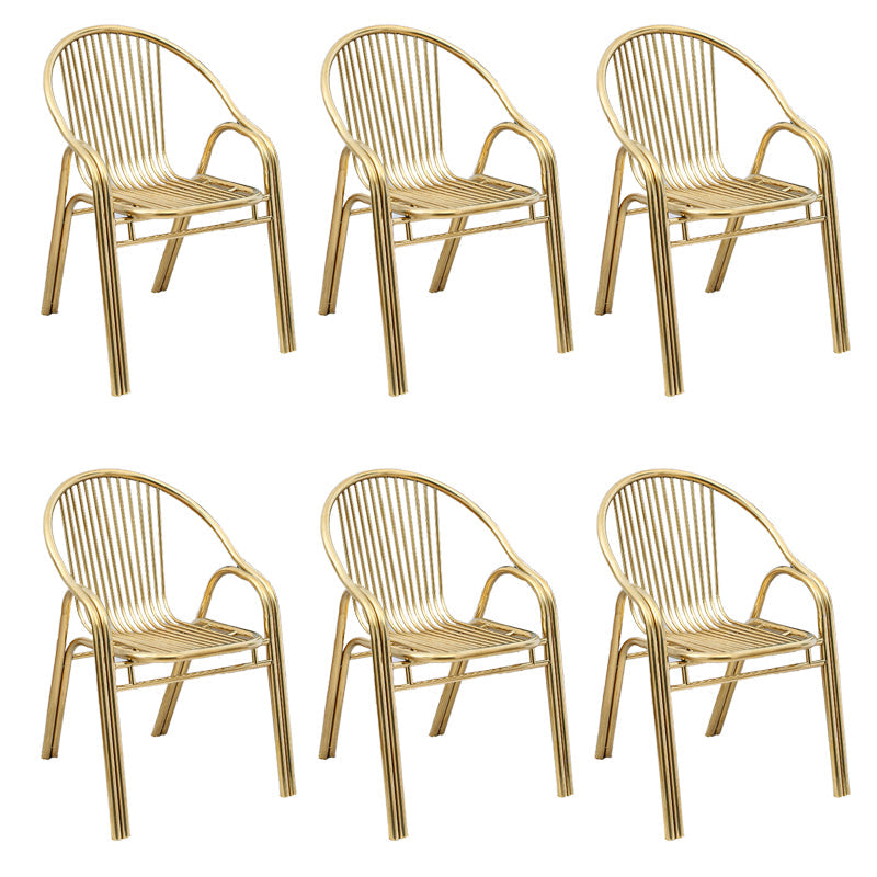 Sedia da pranzo in metallo da sala da pranzo contemporaneo con braccio