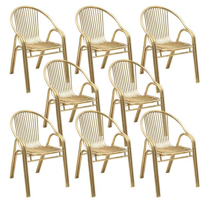 Sedia da pranzo in metallo da sala da pranzo contemporaneo con braccio