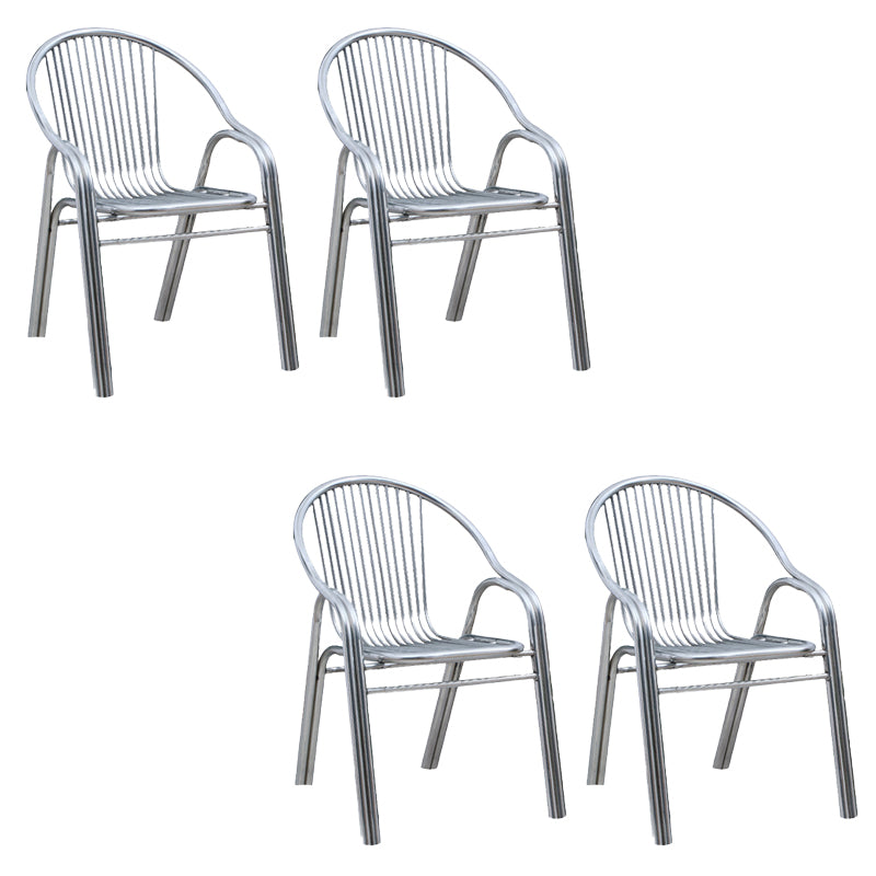 Sedia da pranzo in metallo da sala da pranzo contemporaneo con braccio