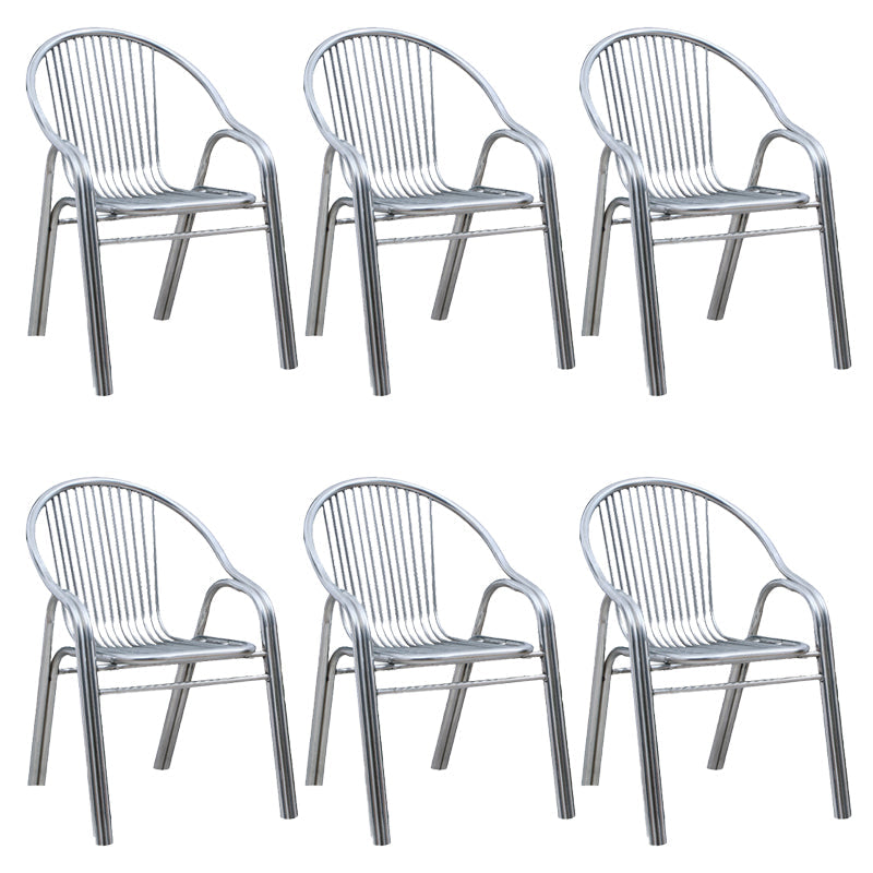 Sedia da pranzo in metallo da sala da pranzo contemporaneo con braccio