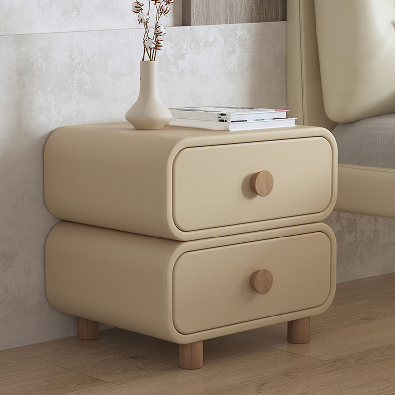 Scandinavian Pine Accent Table Nightstand 20" Tall with Legs 18"L x 16"W x 20"H Milk Tea Color 1 Piece Clearhalo 'Bedroom Furniture' 'furn' 'furn_night_stand' 'Furniture' 'night_stand' 'Nightstands' 7753058