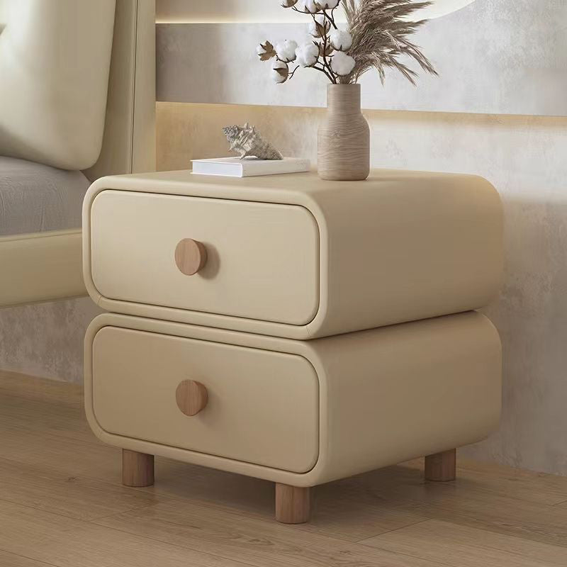 Scandinavian Pine Accent Table Nightstand 20" Tall with Legs Milk Tea Color 1 Piece Clearhalo 'Bedroom Furniture' 'furn' 'furn_night_stand' 'Furniture' 'night_stand' 'Nightstands' 7753062