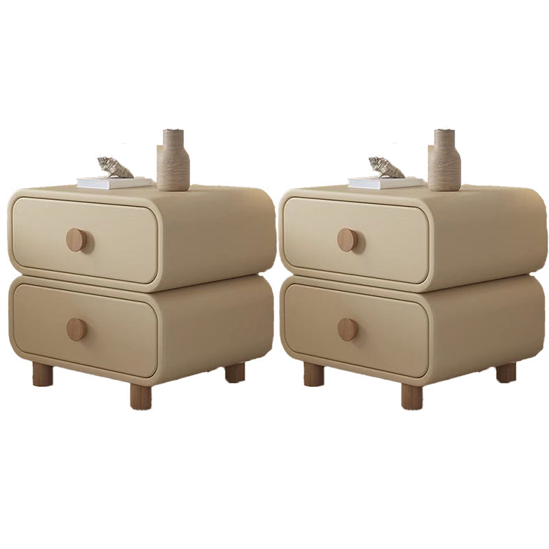 Scandinavian Pine Accent Table Nightstand 20" Tall with Legs Milk Tea Color 2 Piece Set Clearhalo 'Bedroom Furniture' 'furn' 'furn_night_stand' 'Furniture' 'night_stand' 'Nightstands' 7753072
