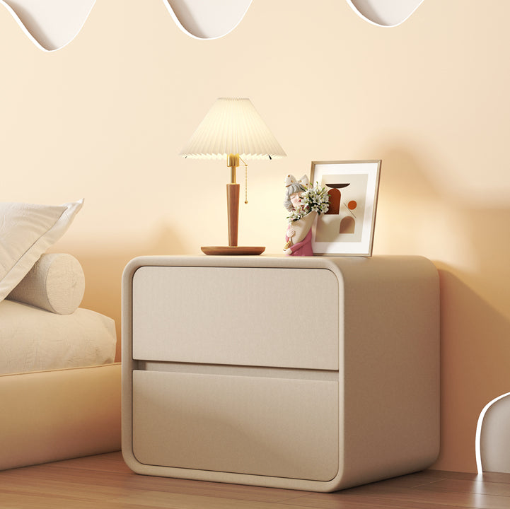 Modern Pine Accent Table Nightstand Drawers Included , 19" Tall 16"L x 16"W x 19"H Khaki 1 Piece Clearhalo 'Bedroom Furniture' 'furn' 'furn_night_stand' 'Furniture' 'night_stand' 'Nightstands' 7753147