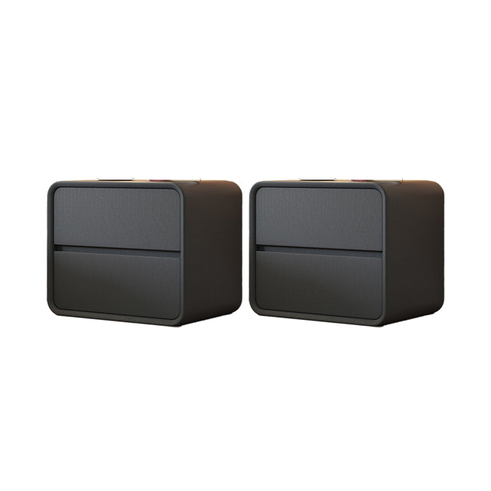 Modern Pine Accent Table Nightstand Drawers Included , 19" Tall Dark Gray 2 Piece Set Clearhalo 'Bedroom Furniture' 'furn' 'furn_night_stand' 'Furniture' 'night_stand' 'Nightstands' 7753157