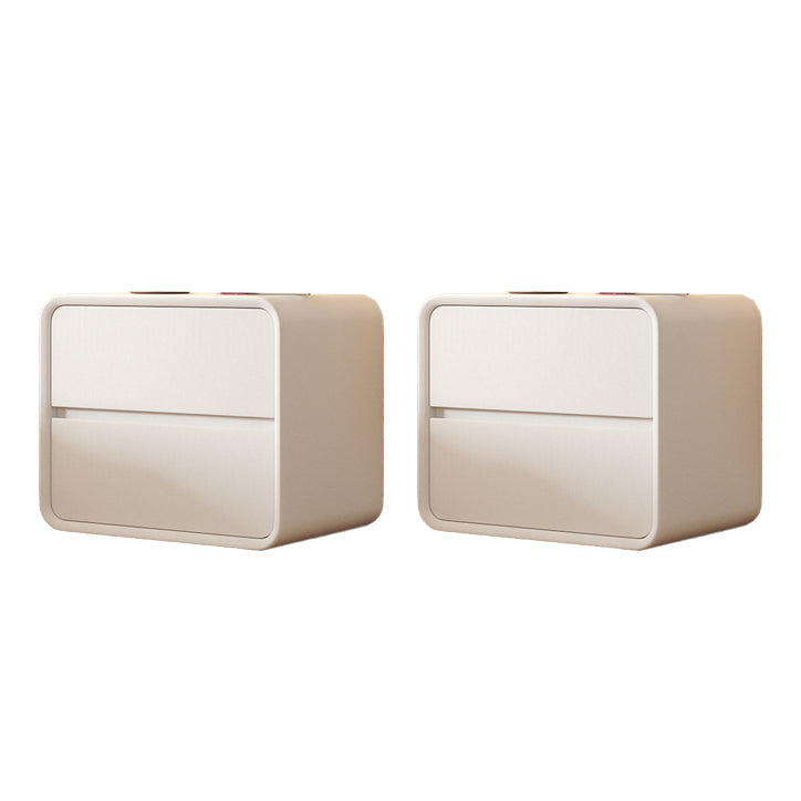 Modern Pine Accent Table Nightstand Drawers Included , 19" Tall Off-White 2 Piece Set Clearhalo 'Bedroom Furniture' 'furn' 'furn_night_stand' 'Furniture' 'night_stand' 'Nightstands' 7753165