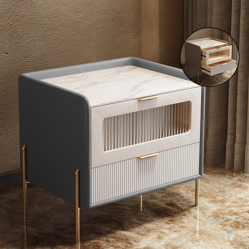 2 cassetti comodini da comodino da tavolo accento glam