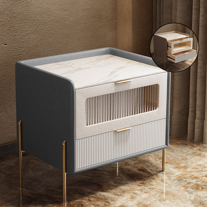 2 cassetti comodini da comodino da tavolo accento glam