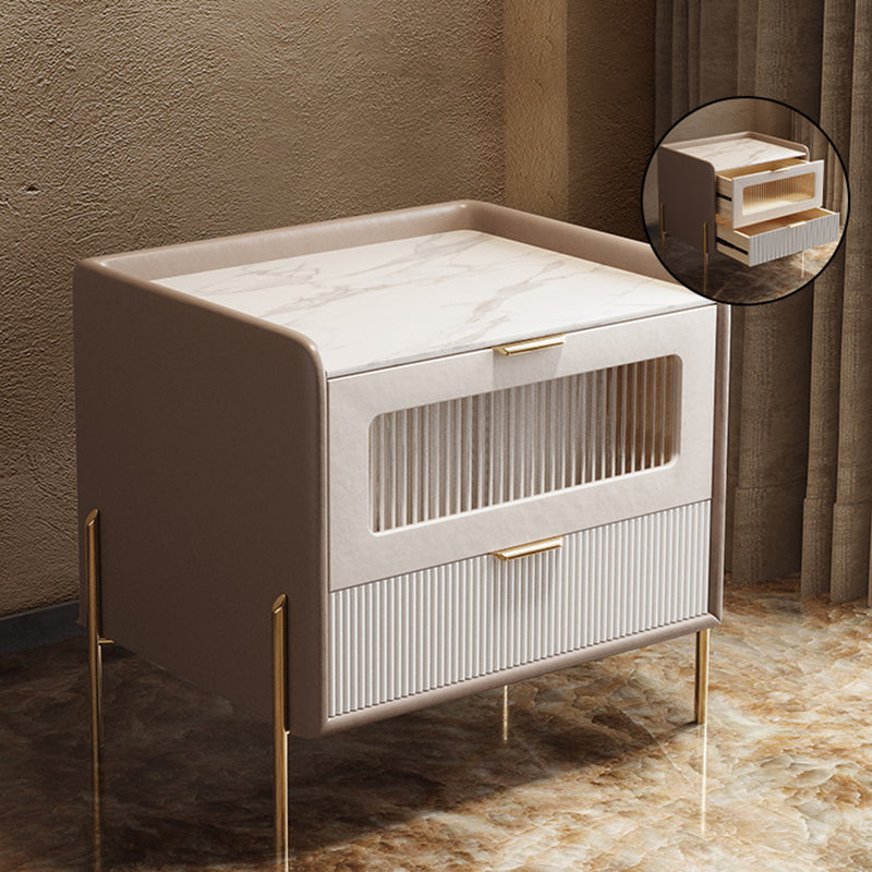 2 cassetti comodini da comodino da tavolo accento glam