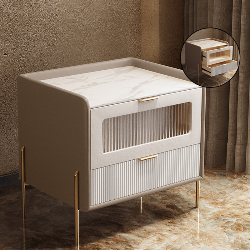 2 cassetti comodini da comodino da tavolo accento glam