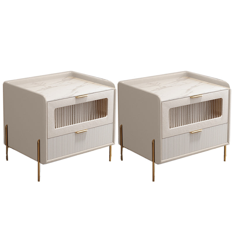 2 cassetti comodini da comodino da tavolo accento glam