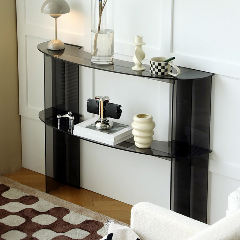 Contemporary Acrylic Console Accent Table with 2 Shelves for Hall Clearhalo 'Console Tables' 'console_tables' 'Entry & Mudroom Furniture' 'furn' 'furn_console_tables' 'Furniture' 7753285