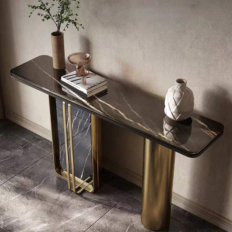 Glam Iron Console Accent Table Scratch Resistant with 2 Legs for Hall
