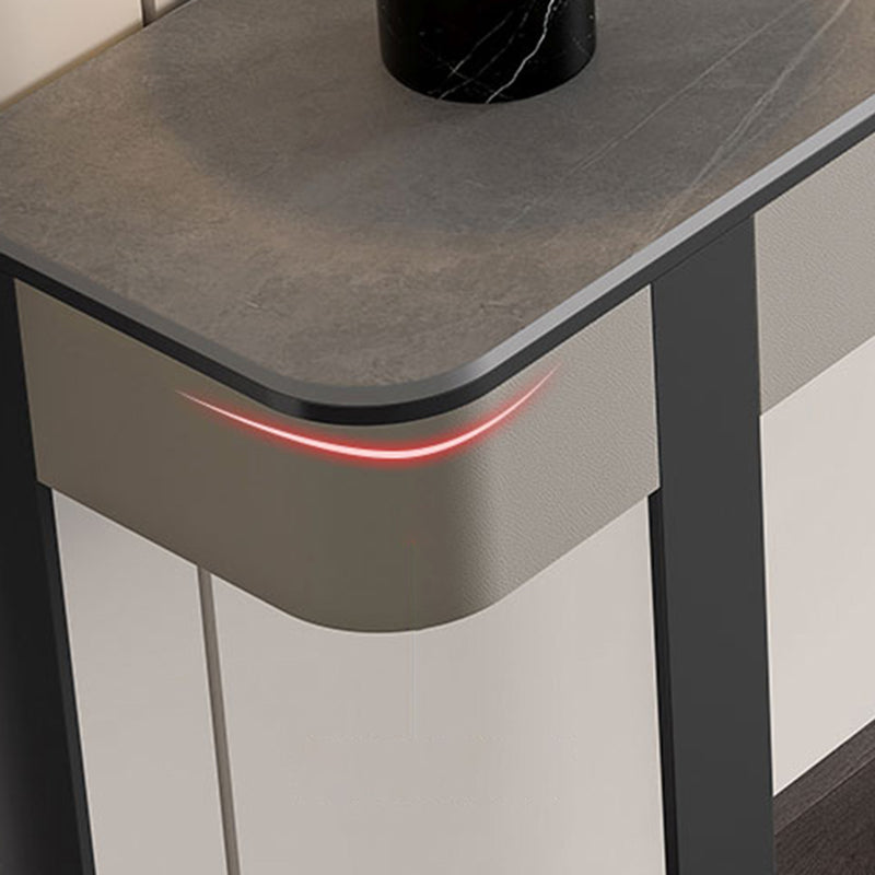 Glam Stone Console Accent Table with Stainless Steel Bracket for Hall