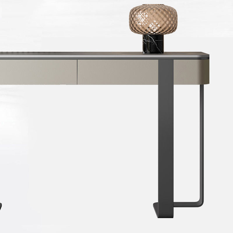 Glam Stone Console Accent Table with Stainless Steel Bracket for Hall